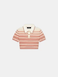WOMEN - WOMEN'S STRIPE CROPPED POLO Dusk Pink