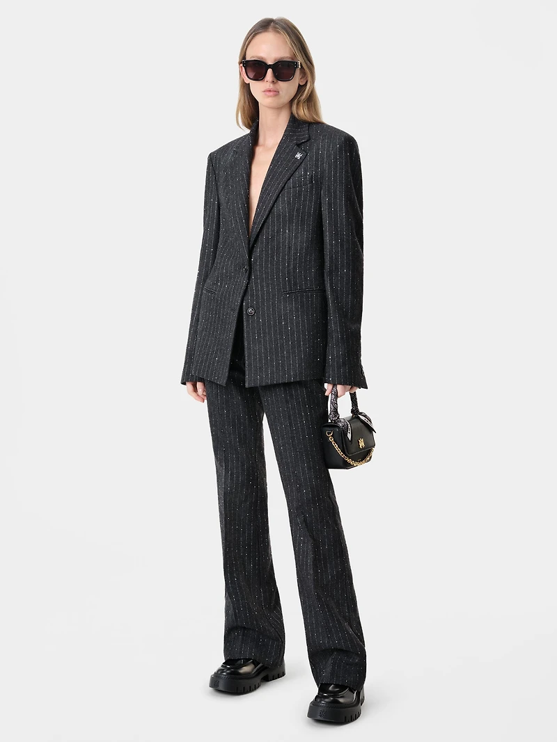 WOMEN - WOMEN'S SEQUIN PINSTRIPE BLAZER Dark Grey