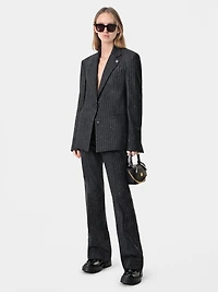 WOMEN - WOMEN'S SEQUIN PINSTRIPE BLAZER Dark Grey