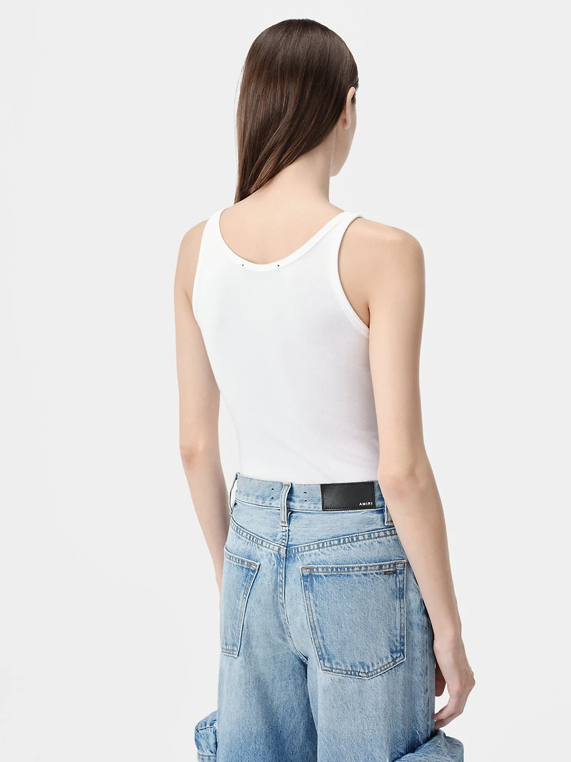 WOMEN - WOMEN'S MA EMBROIDERED RIBBED TANK White