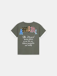 KIDS - KIDS' VARSITY PATCH RINGER TEE Dark Sage