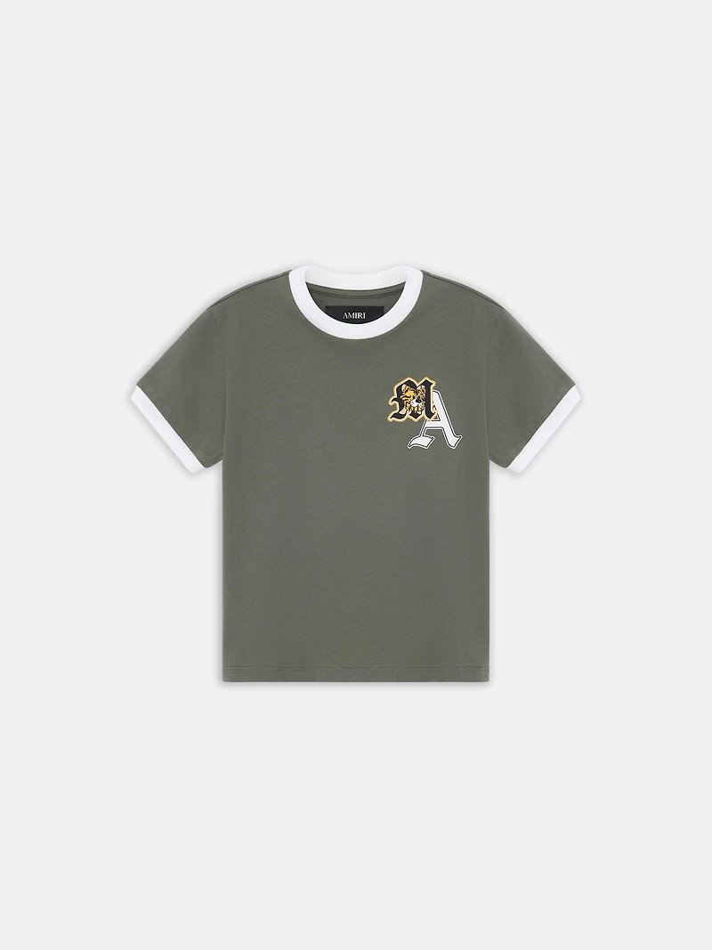 KIDS - KIDS' VARSITY PATCH RINGER TEE Dark Sage