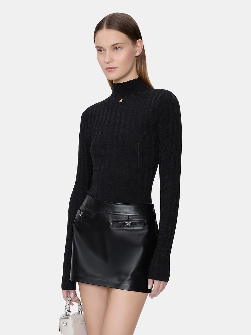 WOMEN - WOMEN'S LUREX TURTLE NECK BLACK