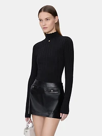 WOMEN - WOMEN'S LUREX TURTLE NECK BLACK