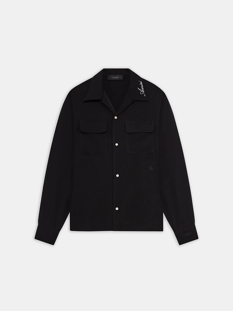 ROUND POCKET DRESS SHIRT - Black