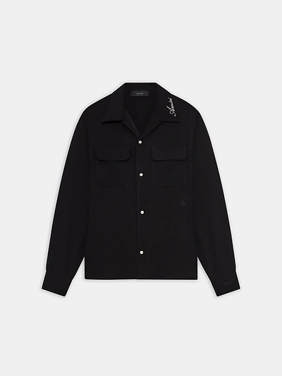 ROUND POCKET DRESS SHIRT - Black