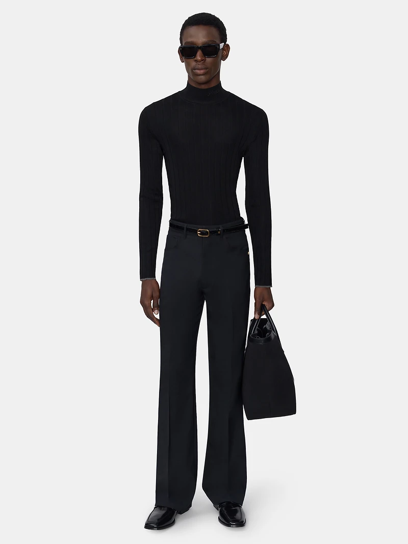 SCRIPT MOCK NECK SWEATER - BLACK