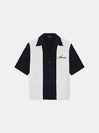 FLORAL COLLAR CAMP SHIRT - BLACK