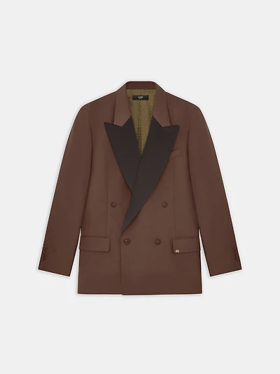 DOUBLE-BREASTED BLAZER - DARK BROWN