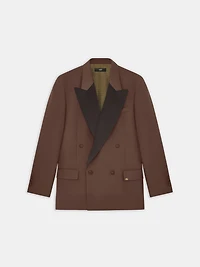 DOUBLE-BREASTED BLAZER - DARK BROWN