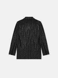 CRYSTAL STRIPE DOUBLE-BREASTED BLAZER - Black