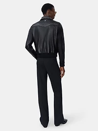 CRYSTAL LEATHER WESTERN JACKET - BLACK