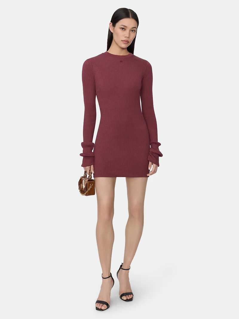 WOMEN - WOMEN'S MA LONG SLEEVE MINI DRESS WINE