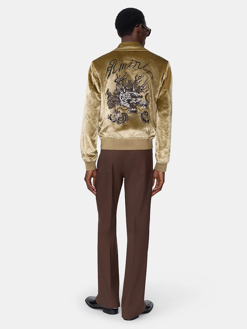 AMIRI DRAGON VELVET BOMBER - GOLD