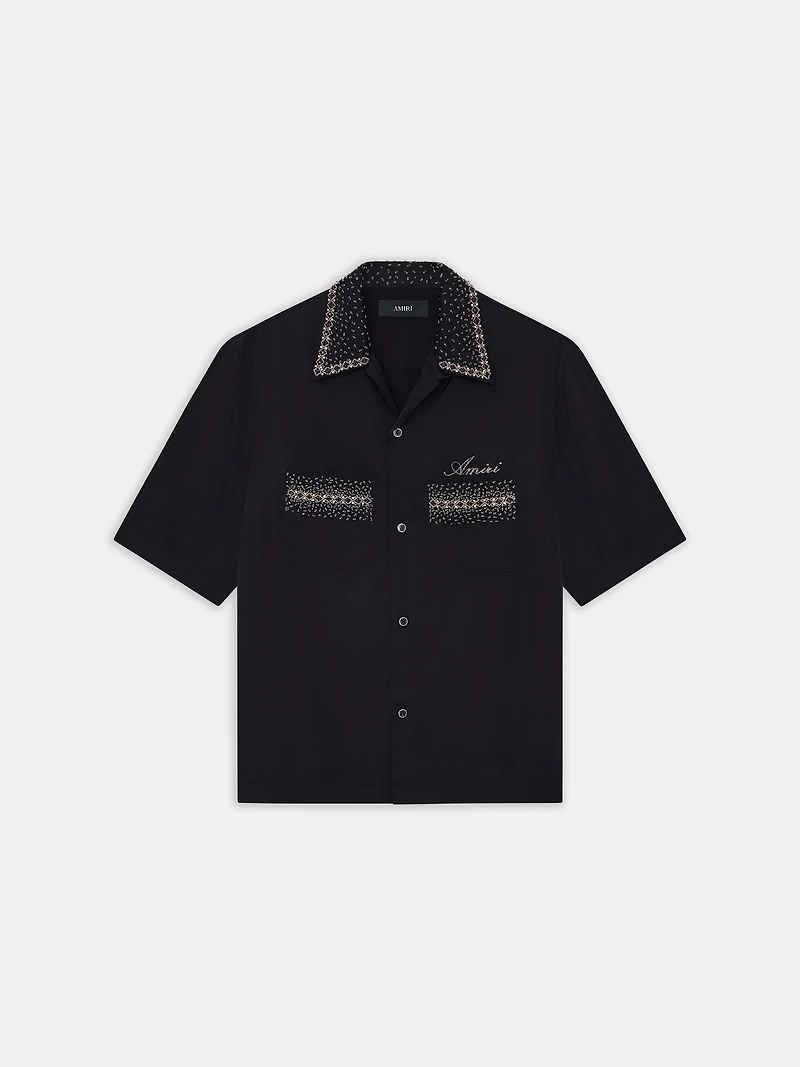 CRYSTAL AMIRI SCRIPT SHIRT - BLACK