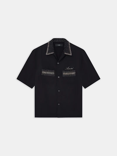 CRYSTAL AMIRI SCRIPT SHIRT - BLACK