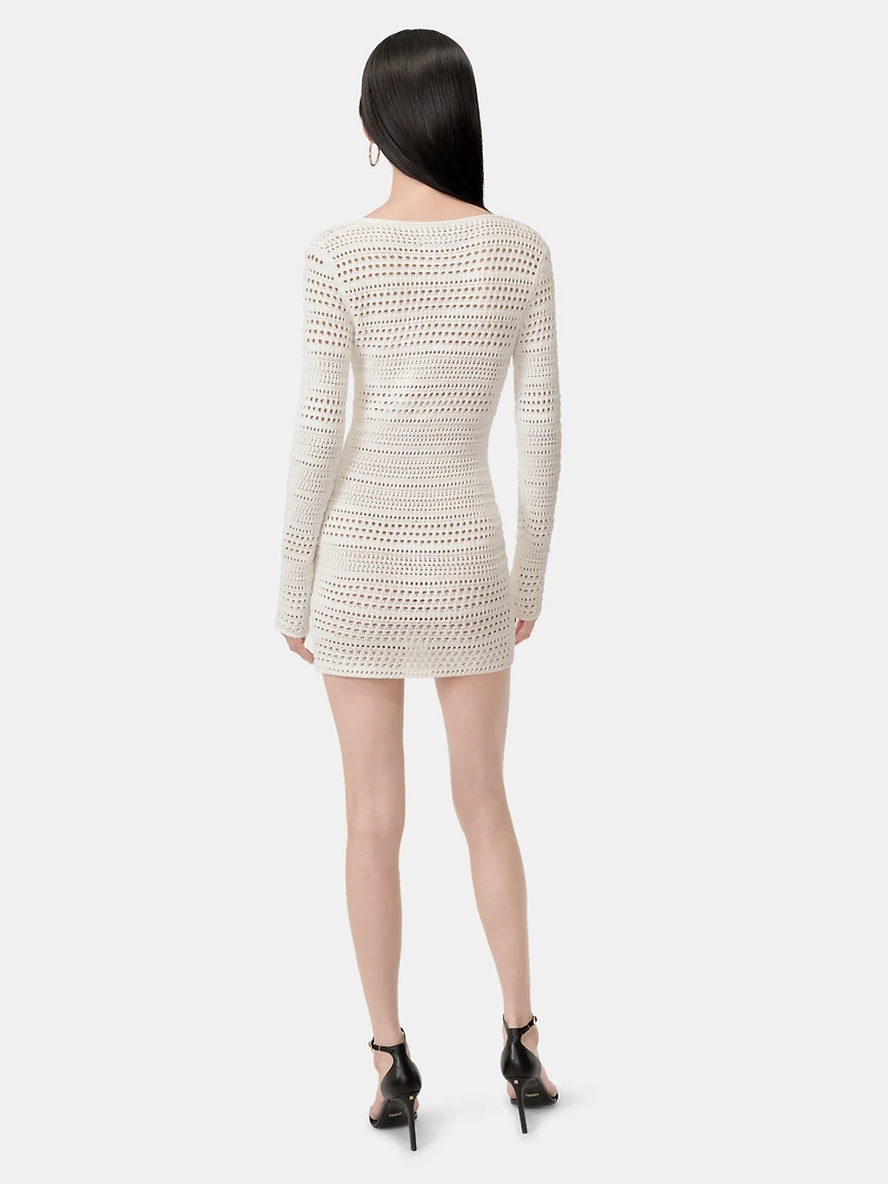 WOMEN - WOMEN'S CROCHET MINI DRESS Ivory