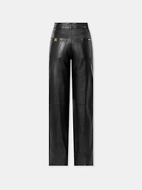 WOMEN - WOMEN'S LEATHER STRAIGHT PANT Black