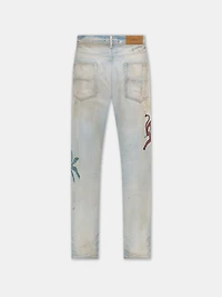 EMBROIDERED SINNERS JEAN - Perfect Antique Indigo