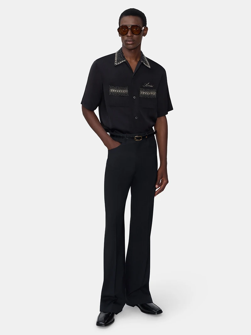 CRYSTAL AMIRI SCRIPT SHIRT - BLACK