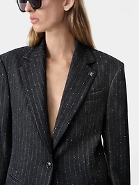 WOMEN - WOMEN'S SEQUIN PINSTRIPE BLAZER Dark Grey