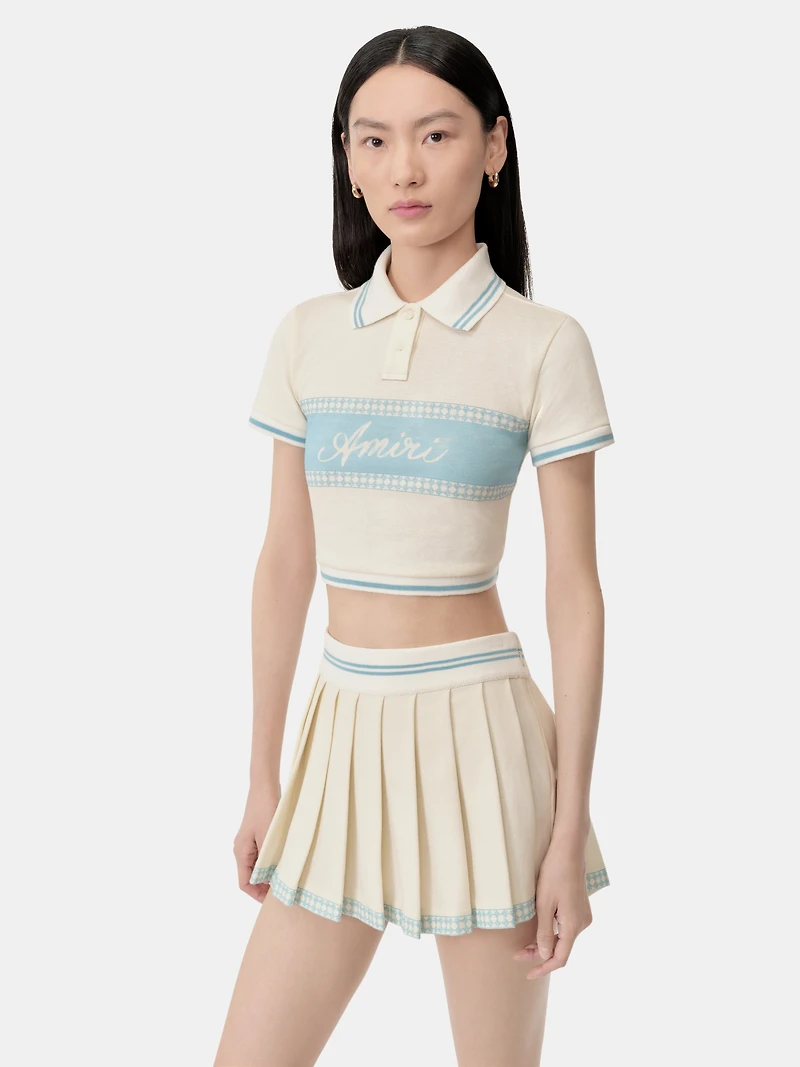 WOMEN - WOMEN'S AMIRI BOX SCRIPT CROPPED POLO Ice Blue