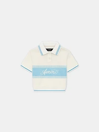 WOMEN - WOMEN'S AMIRI BOX SCRIPT CROPPED POLO Ice Blue