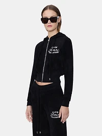 WOMEN - WOMEN'S CLUB AMIRI CROPPED HOODIE BLACK