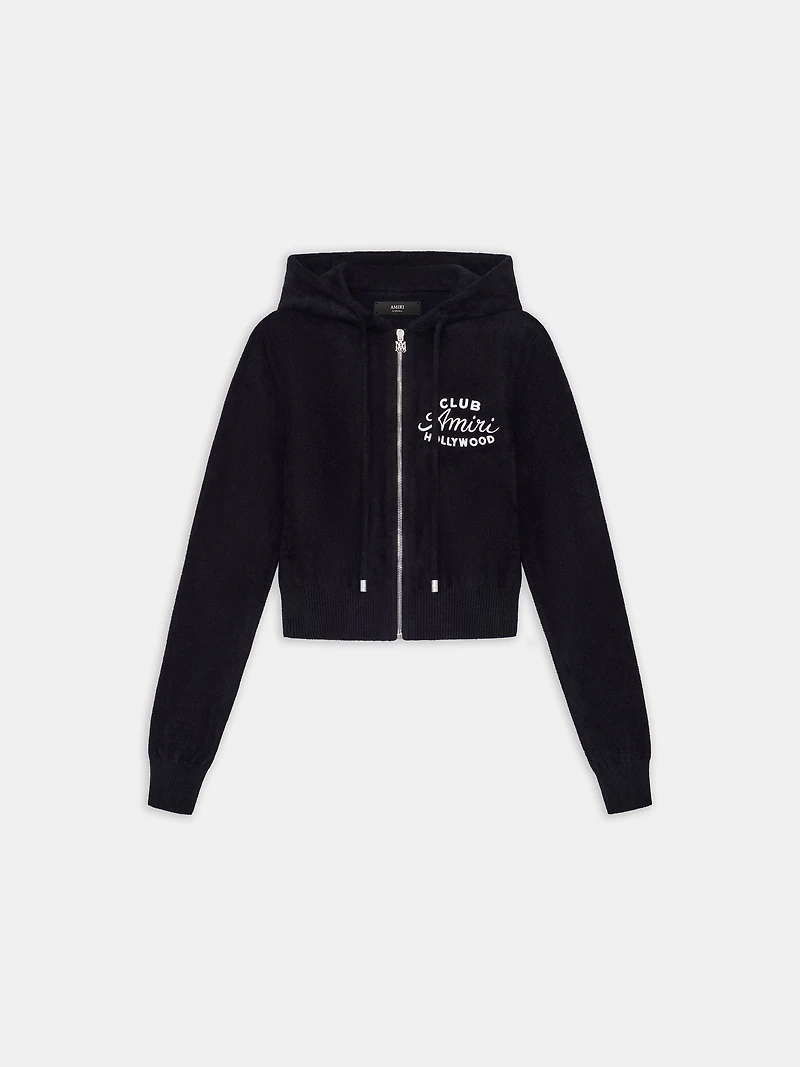 WOMEN - WOMEN'S CLUB AMIRI CROPPED HOODIE BLACK