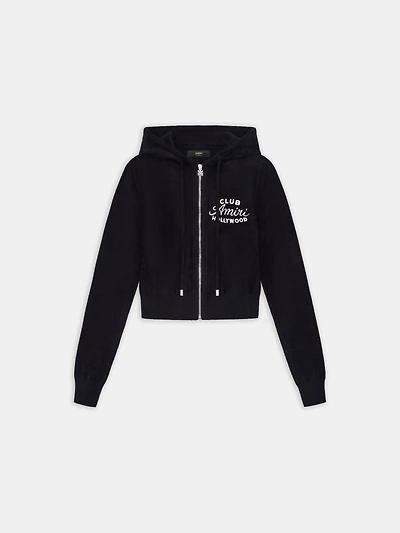 WOMEN - WOMEN'S CLUB AMIRI CROPPED HOODIE BLACK