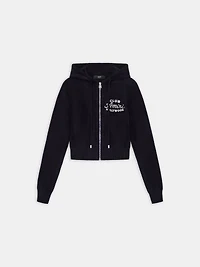 WOMEN - WOMEN'S CLUB AMIRI CROPPED HOODIE BLACK