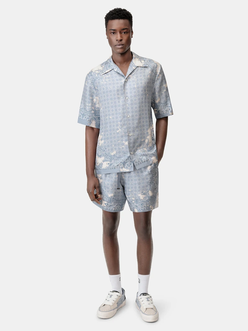 BLEACH BANDANA BOWLING SHIRT - Ashley Blue