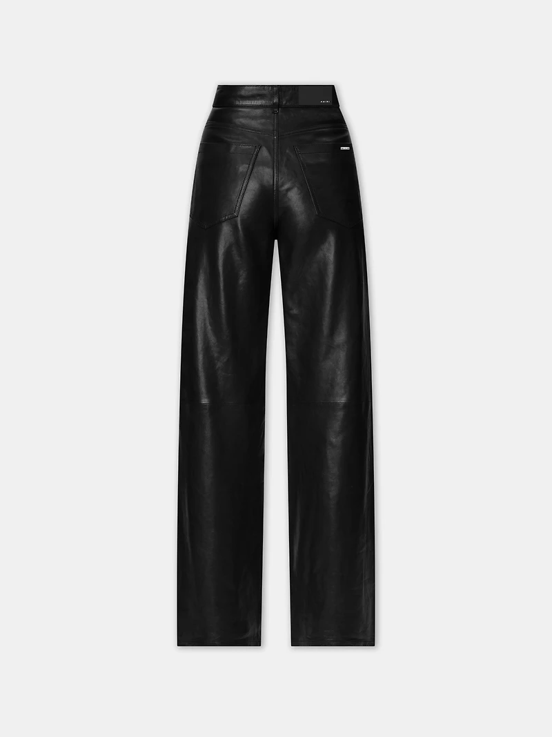 WOMEN - WOMEN'S LEATHER WIDE STRAIGHT Black