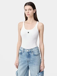 WOMEN - WOMEN'S MA EMBROIDERED RIBBED TANK White
