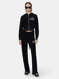 WOMEN - WOMEN'S CLUB AMIRI CROPPED HOODIE BLACK