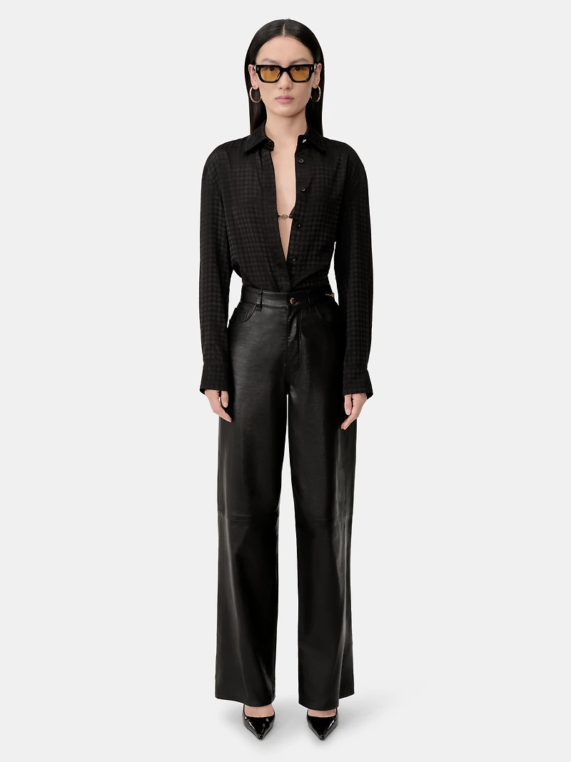 WOMEN - WOMEN'S LEATHER STRAIGHT PANT Black