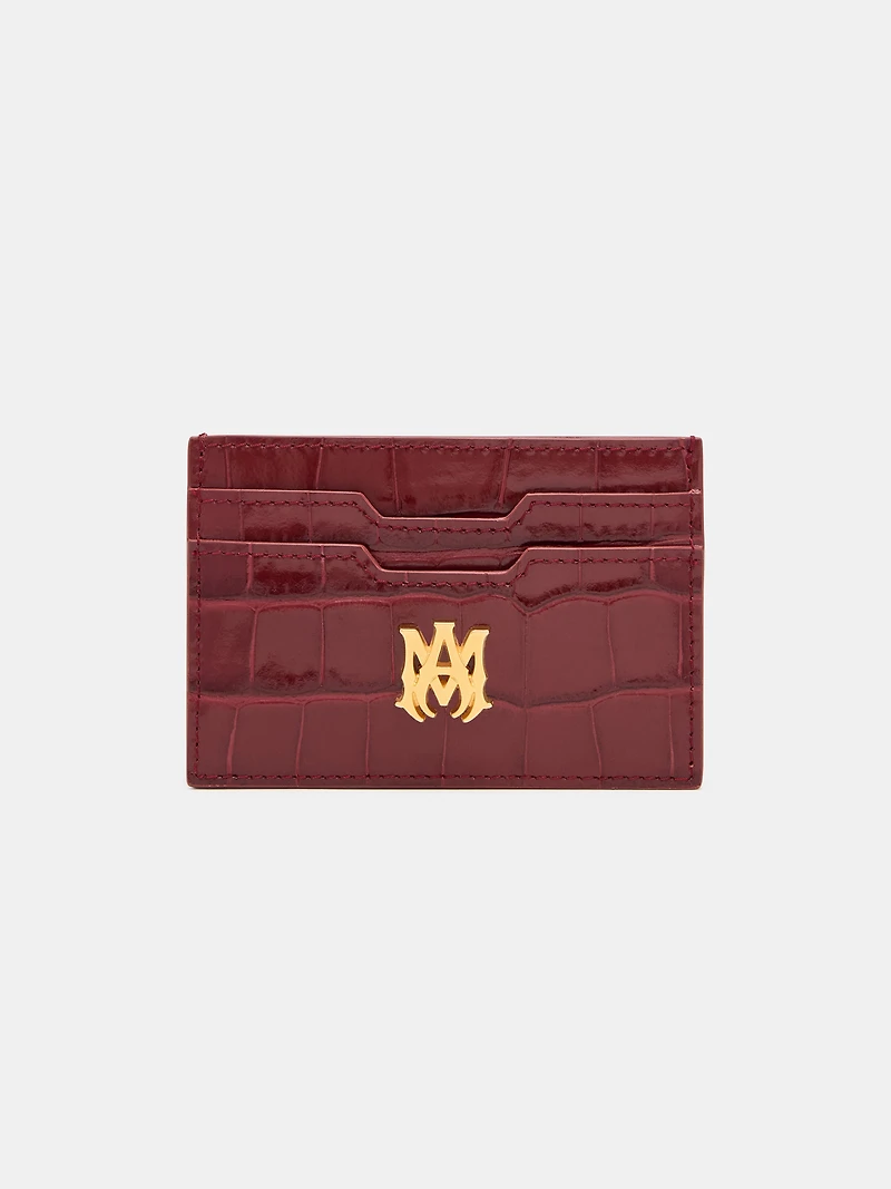 CROC EMBOSSED CARD HOLDER - WINE