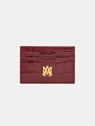 CROC EMBOSSED CARD HOLDER - WINE