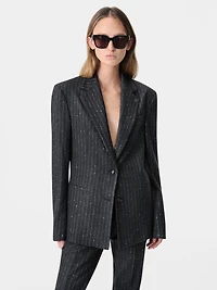 WOMEN - WOMEN'S SEQUIN PINSTRIPE BLAZER Dark Grey