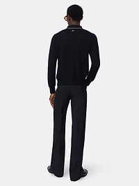 CRYSTAL LONG SLEEVE POLO - BLACK