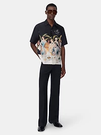 BAR SCENE BOWLING SHIRT - BLACK