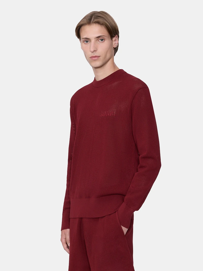 AMIRI CROCHET MESH CREW - WINE