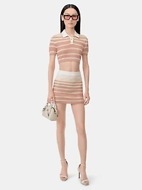 WOMEN - WOMEN'S STRIPE CROPPED POLO Dusk Pink