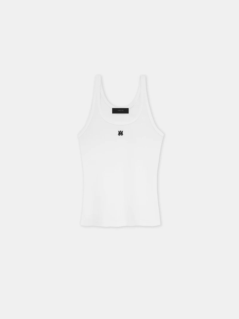 WOMEN - WOMEN'S MA EMBROIDERED RIBBED TANK White
