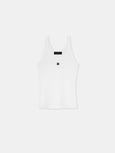 WOMEN - WOMEN'S MA EMBROIDERED RIBBED TANK White