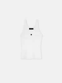 WOMEN - WOMEN'S MA EMBROIDERED RIBBED TANK White