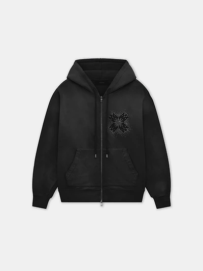 MA QUAD CRYSTAL ZIP HOODIE - Black
