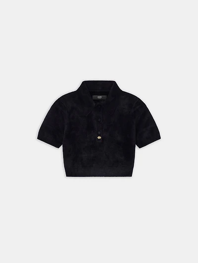 WOMEN - WOMEN'S VELVET POLO BLACK