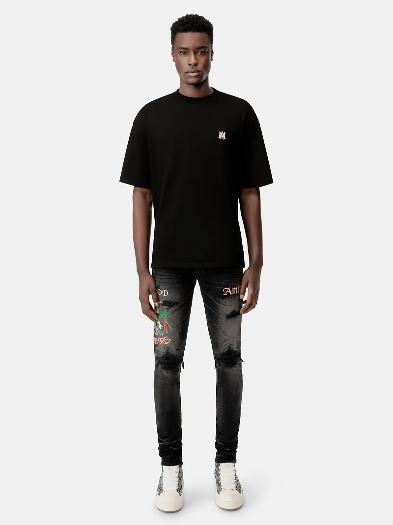 EMBROIDERED SINNERS SKINNY JEAN - Faded Black