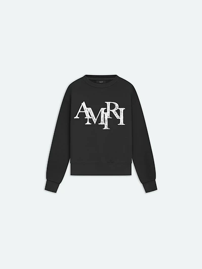 KIDS - AMIRI STAGGERED SCRIBBLE CREWNECK Black